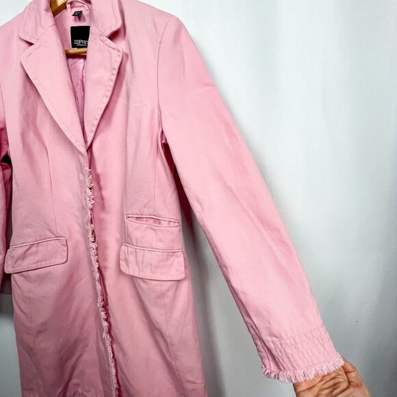 Esprit Trench Coat Jacket Size‎ M Bubblegum Pink Twill Mid Length Barbiecore Y2K - Picture 5 of 16